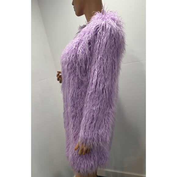 Mongolian Sheepskin Faux Fur Coat Jacket Lilac Lavender Purple Size S/Medium - Picture 5 of 11
